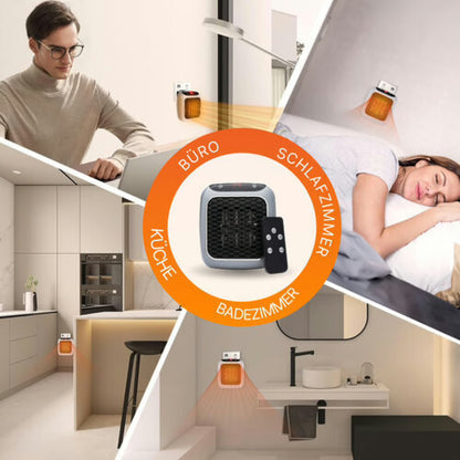 Portable mini heater with power outlet