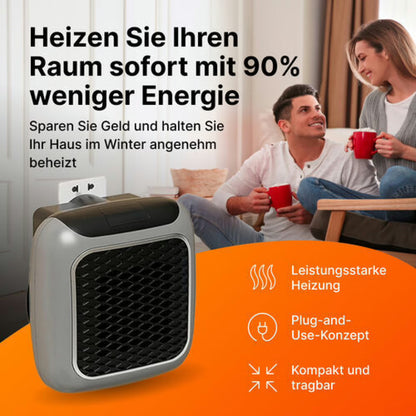 Portable mini heater with power outlet