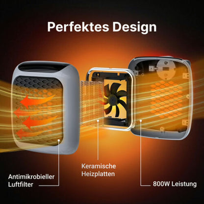 Portable mini heater with power outlet
